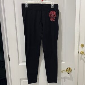Victoria's Secret Pink ALABAMA Black Leggings with Red Bama Graphic